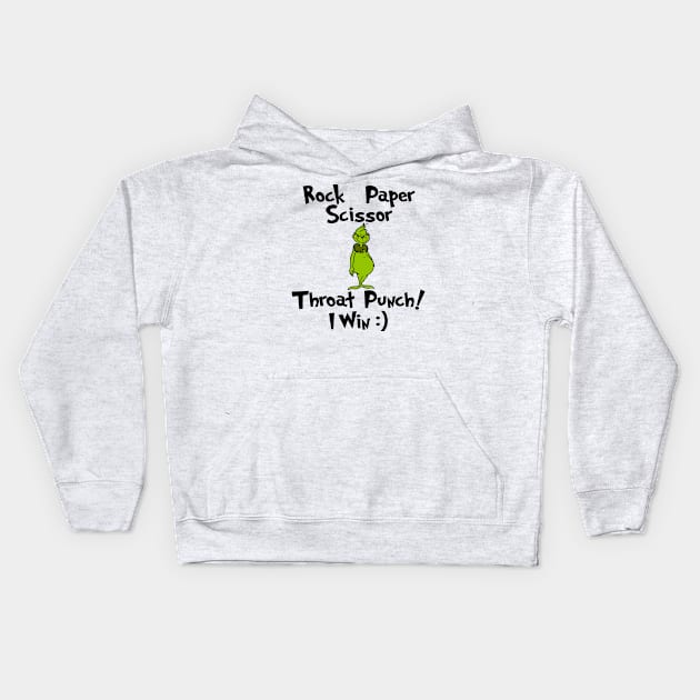 Rock Paper Sicssor Funny Grinch Kids Hoodie by albertperino9943